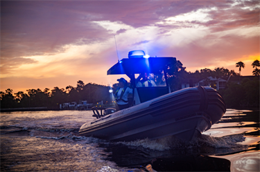 Marine Unit patroling with lights on