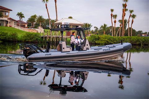 Marine unit setting out with spotlight